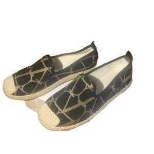 Black and Tan Espadrille Flats
